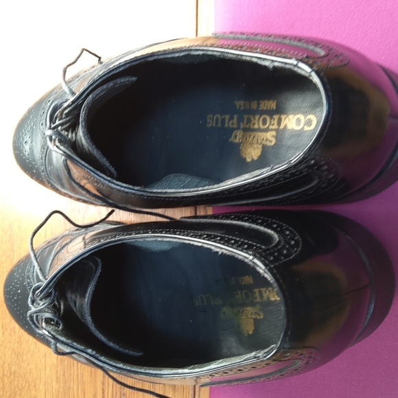 Stafford Comfort Plus OS Leather Wingtip Lace Up Loafers Black Mens 9 - Picture 9 of 11